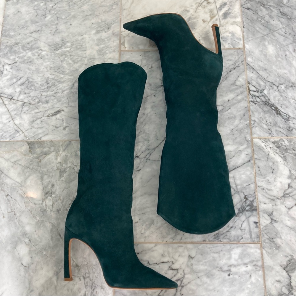 SCHUTZ Maryana Green Suede Tall Boots - Picture 11 of 11